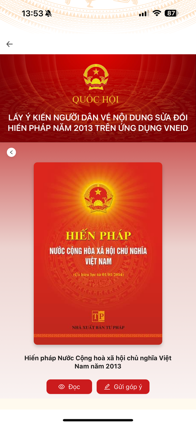 Bộ Công an hướng dẫn nhân dân góp ý sửa Hiến pháp 2013 trên VNeID- Ảnh 1.
