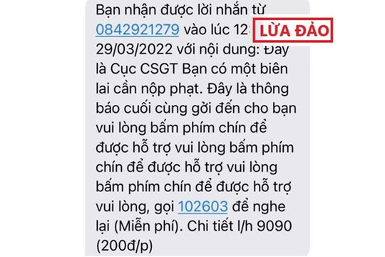 Giả mạo cơ quan chức năng thông báo phạt nguội để dọa dẫm, lừa đảo chiếm đoạt tài sản qua điện thoại