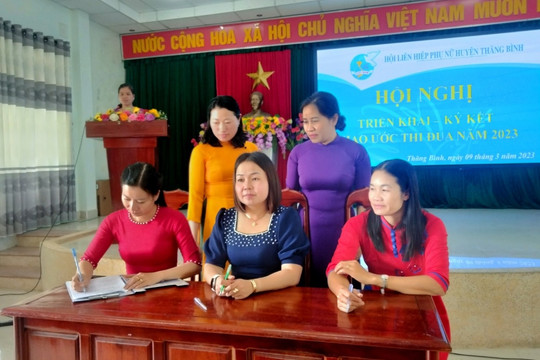 Hội LHPN 22 xã, thị trấn ở Thăng Bình ký kết giao ước thi đua năm 2023