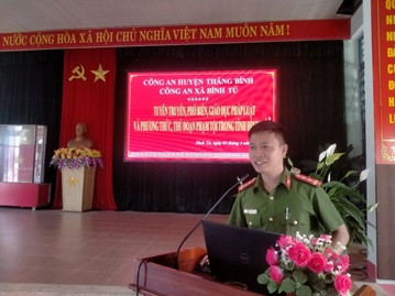 Công an xã Bình Tú tổ chức tuyên tuyền, giáo dục pháp luật và các phương thức, thủ đoạn phạm tội trong tình hình mới