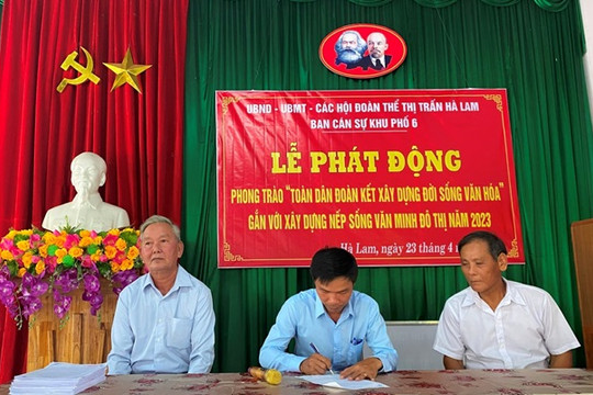 Thị trấn Hà Lam hoàn thành Lễ phát động phong trào “TDĐKXD ĐSVH gắn với xây dựng nếp sống văn minh đô thị năm 2023”