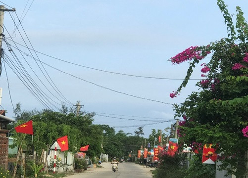 Hội Cựu chiến binh xã Bình Phục tổ chức làm tuyến đường cờ Tổ quốc tại khu dân cư nông thôn mới kiểu mẫu thôn Tất Viên