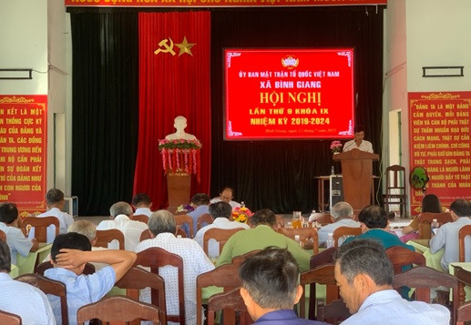 Ủy ban MTTQ Việt Nam xã Bình Giang tổ chức Hội nghị trực tuyến sơ kết 5 năm về công tác giám sát và phản biện xã hội