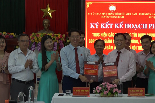 Ký kết chương trình phối hợp thực hiện giảm nghèo bền vững, xây dựng nông thôn mới, bảo đảm an sinh xã hội tại huyện Thăng Bình