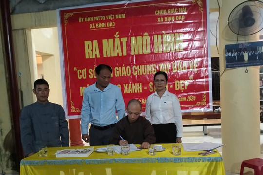 Bình Đào: Ra mắt mô hình “Cơ sở tôn giáo chung tay bảo vệ môi trường xanh, sạch, đẹp” tại chùa Giác Hải