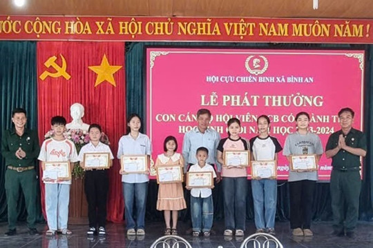 Hội CCB xã Bình An tổ chức Lễ phát thưởng cho con cán bộ, hội viên  CCB có thành tích học tập tốt trong năm học 2023 - 2024
