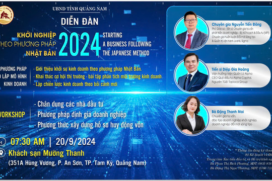 Diễn đàn “Khởi nghiệp theo phương pháp Nhật Bản” sẽ diễn ra vào ngày 20/9