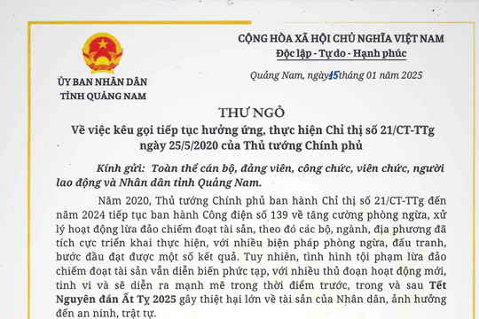 Chủ tịch UBND tỉnh Lê Văn Dũng kêu gọi toàn thể cán bộ và nhân dân tỉnh Quảng Nam tham gia phòng chống hoạt động lừa đảo trên không gian mạng