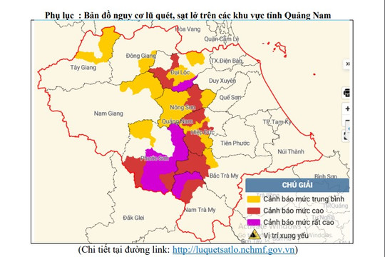 Cảnh báo lũ quét, sạt lở đất do mưa lớn trên địa bàn Quảng Nam