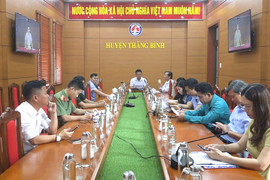 Thăng Bình tham gia cuộc họp trực tuyến triển khai các phương án phòng, chống dịch Covid – 19