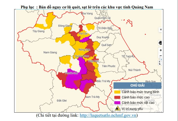 Cảnh báo lũ quét, sạt lở đất do mưa lớn trên địa bàn Quảng Nam